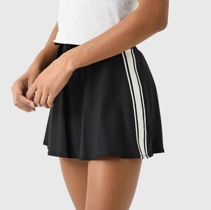 NWT Z Supply Black Athletic Court Club Skirt (Built In Shorts) w White Stripes